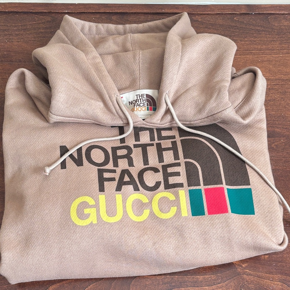 The North Face Brown Hoodie with Multicolor Logo